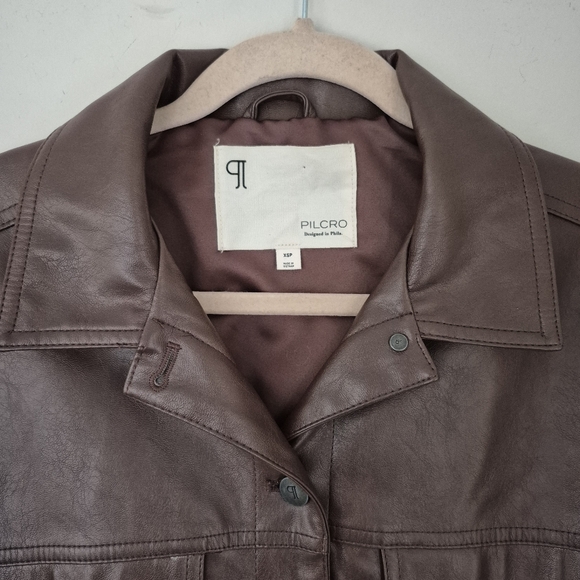 Anthropologie Pilcro Weston Faux Leather Boyfriend Jacket Brown - Picture 8 of 13